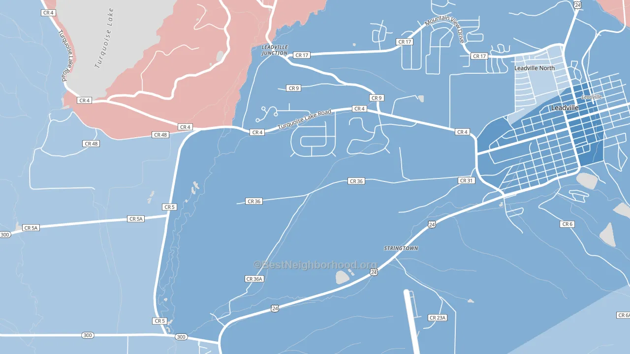 Stringtown, CO block-group political-lean map