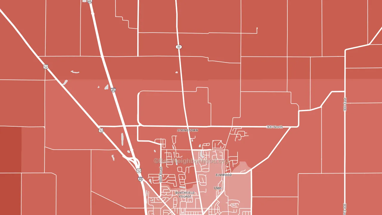 Stringtown, IN block-group political-lean map