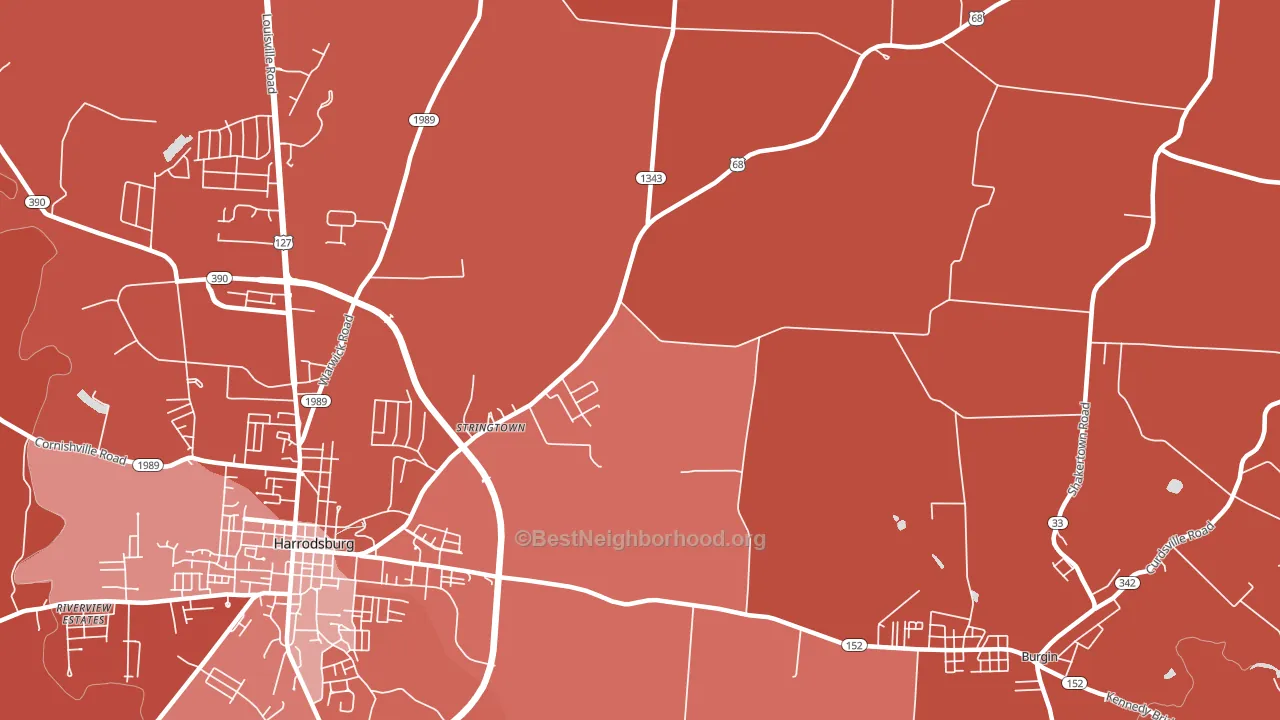 Stringtown, KY block-group political-lean map