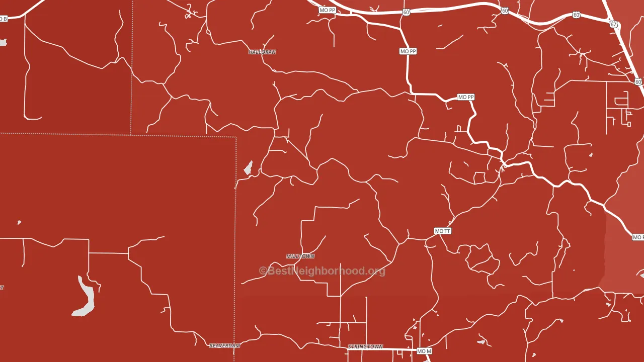 Stringtown, MO block-group political-lean map