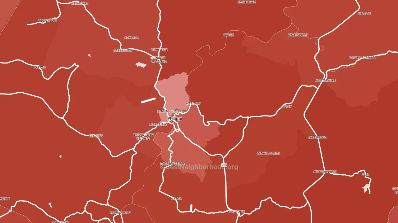 Stringtown, WV block-group political-lean map