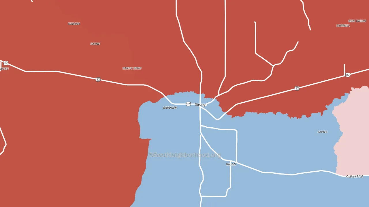Strong, AR block-group political-lean map
