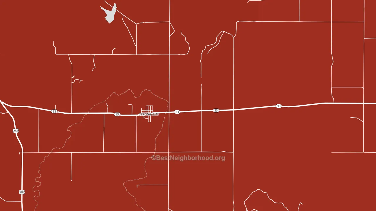 Strong City, OK block-group political-lean map