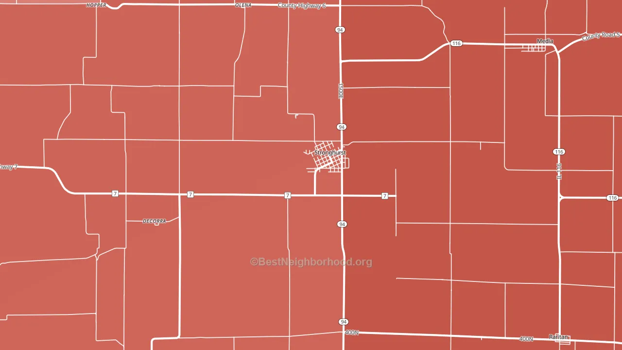 Stronghurst, IL block-group political-lean map