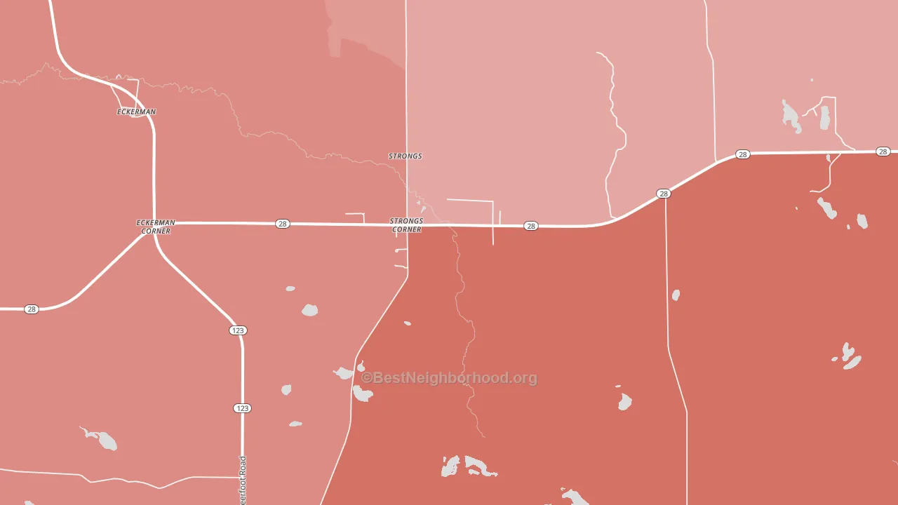 Strongs Corner, MI block-group political-lean map