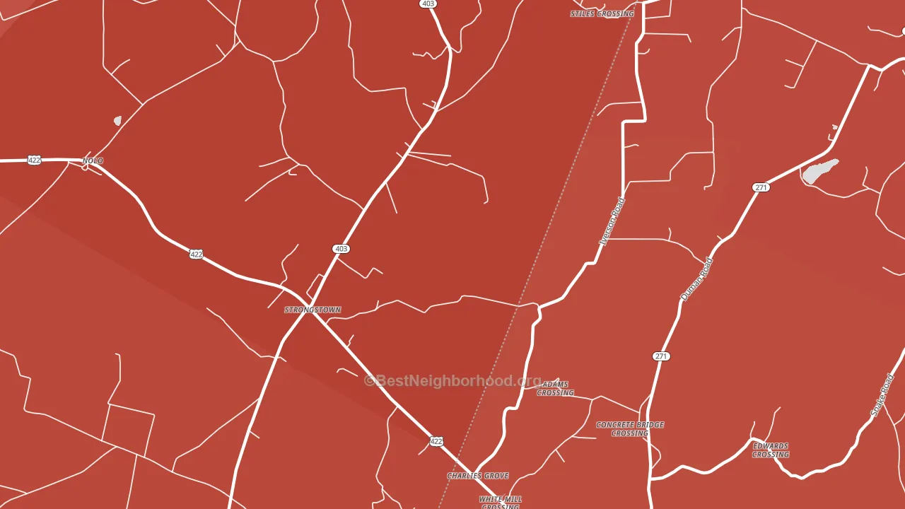 Strongstown, PA block-group political-lean map