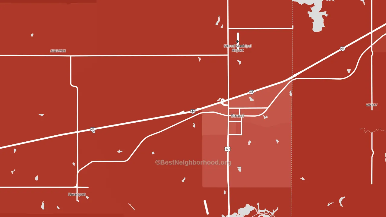Stroud, OK block-group political-lean map
