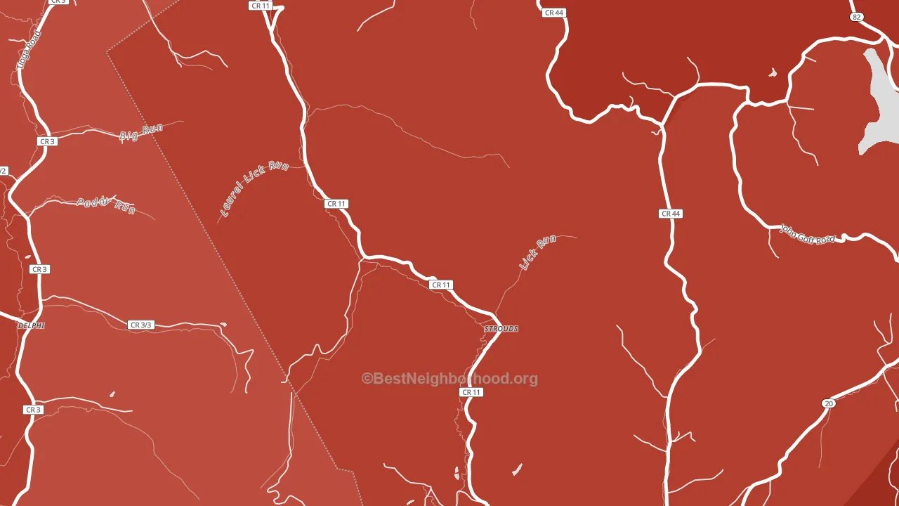 Strouds, WV block-group political-lean map