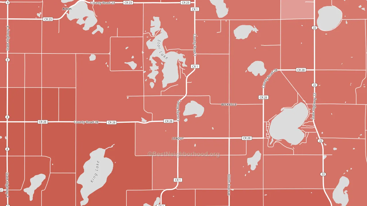 Strout, MN block-group political-lean map