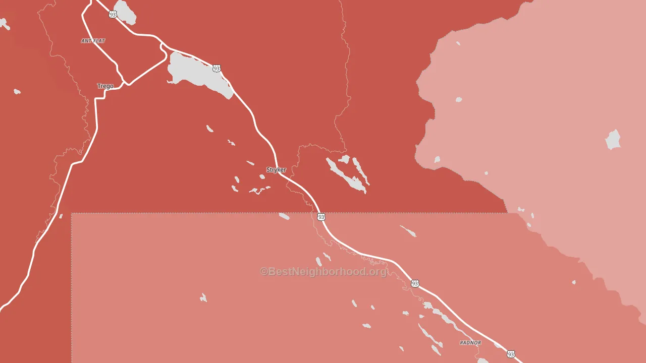 Stryker, MT block-group political-lean map