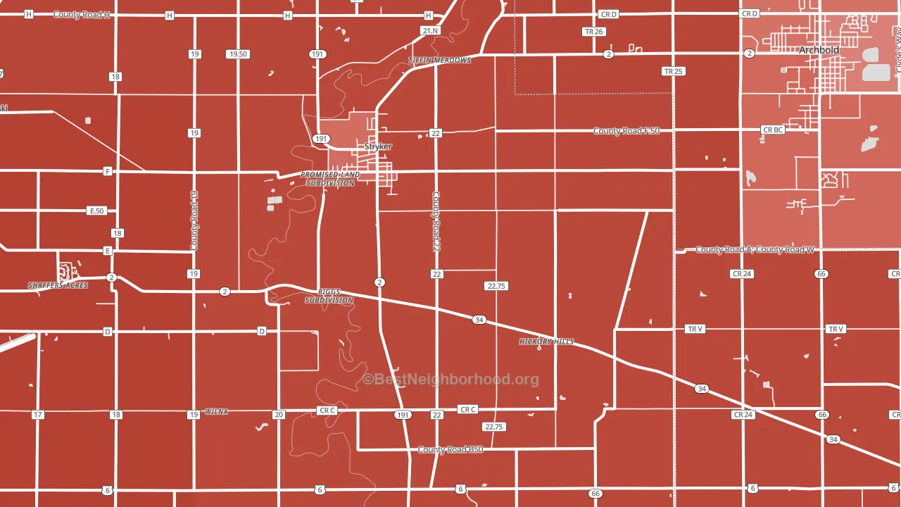 Stryker, OH block-group political-lean map