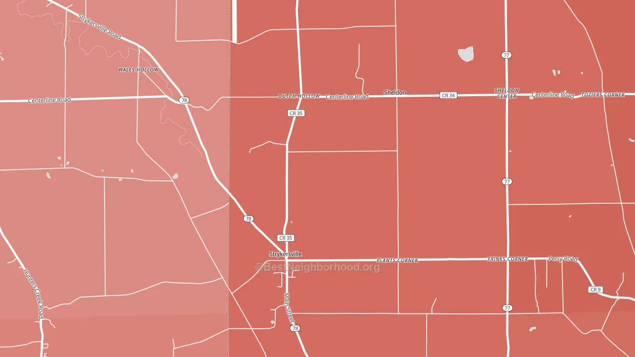 Strykersville, NY block-group political-lean map