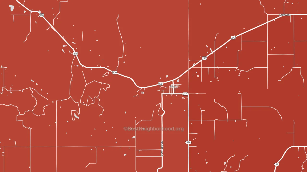 Stuart, OK block-group political-lean map