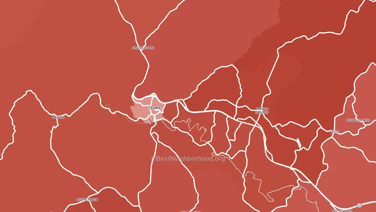 Stuart, VA block-group political-lean map
