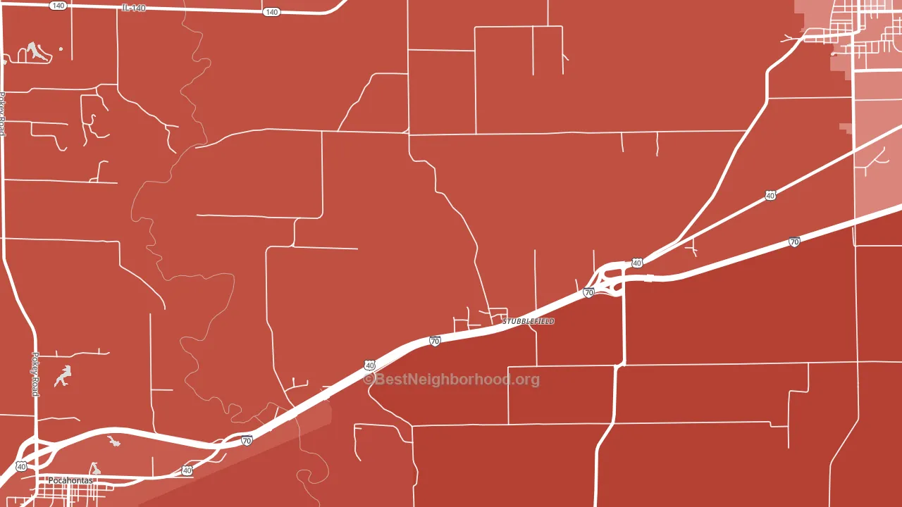 Stubblefield, IL block-group political-lean map