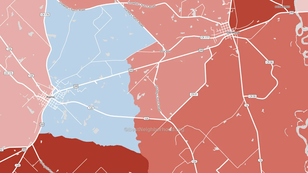 Stuckey, GA block-group political-lean map