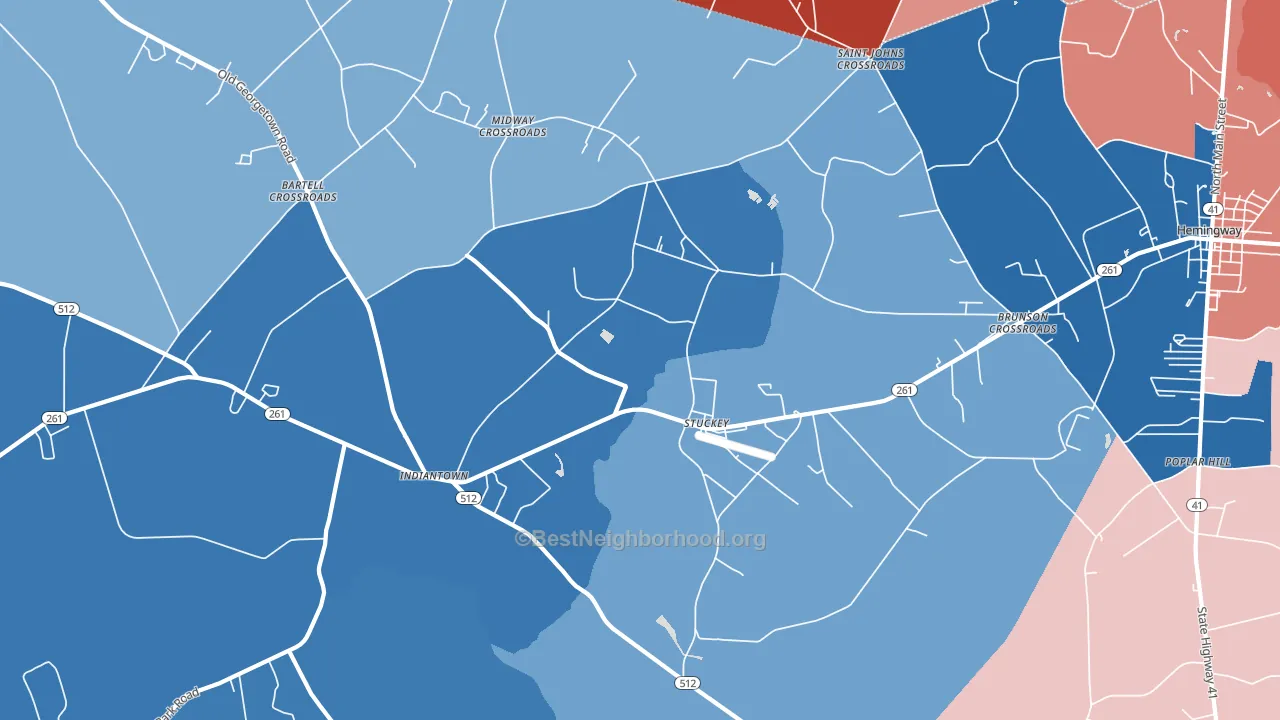 Stuckey, SC block-group political-lean map