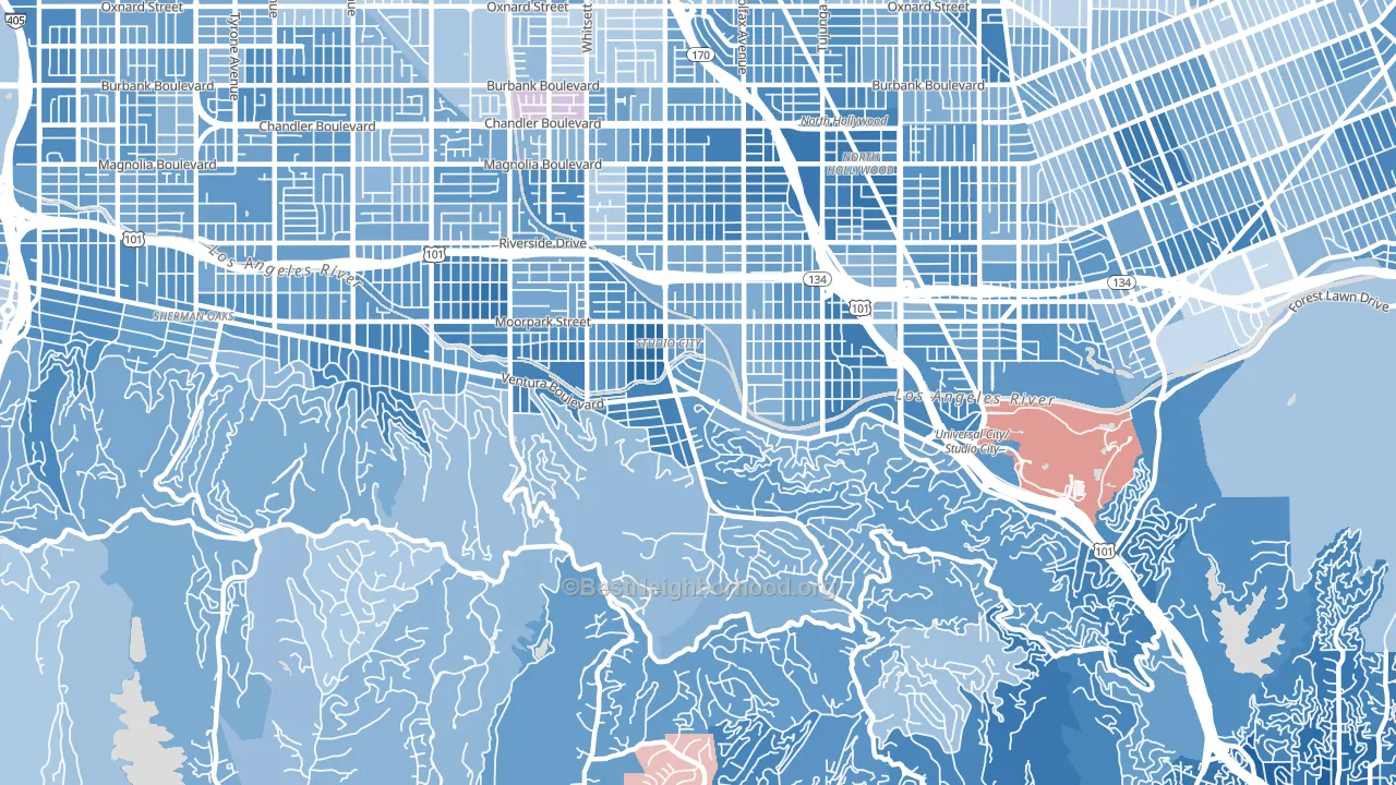 Studio City, CA block-group political-lean map