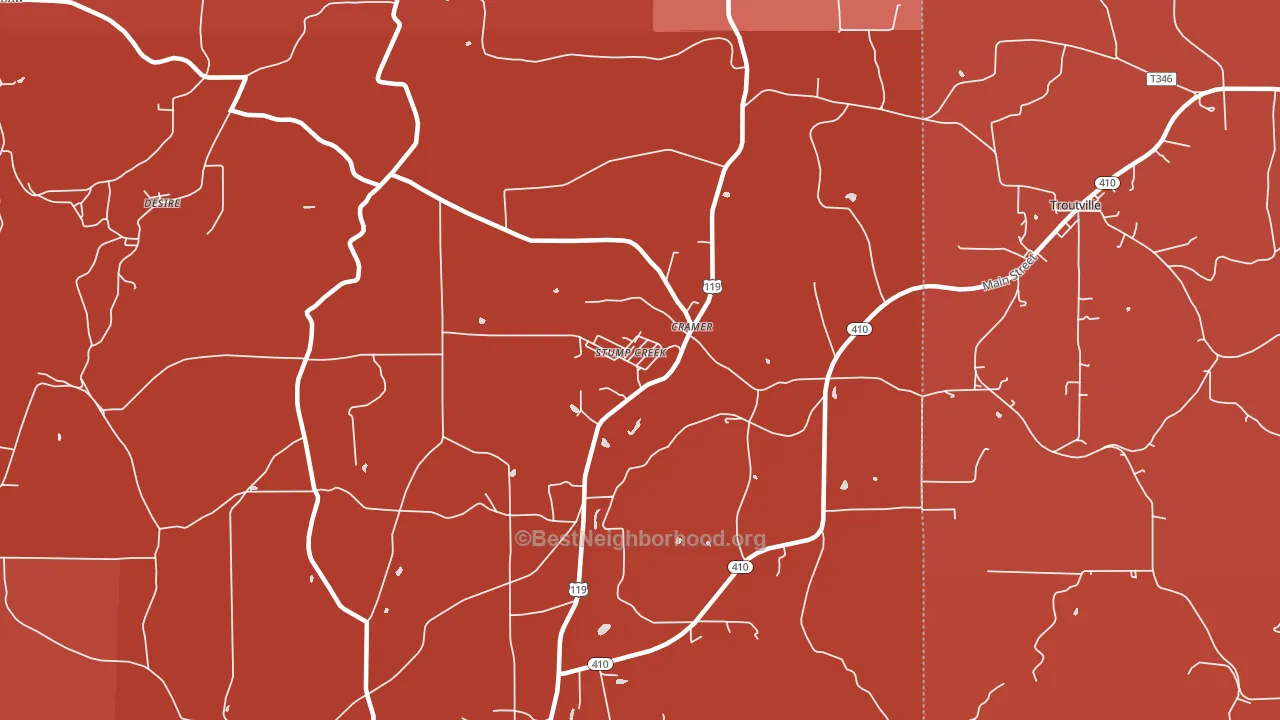 Stump Creek, PA block-group political-lean map