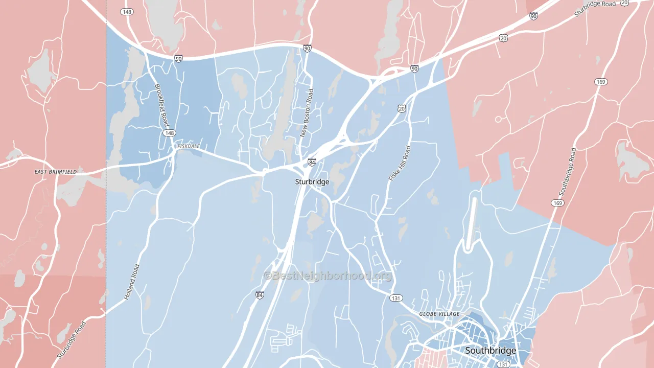 Sturbridge, MA block-group political-lean map