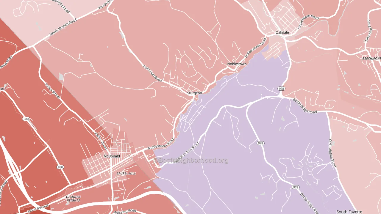 Sturgeon, PA block-group political-lean map