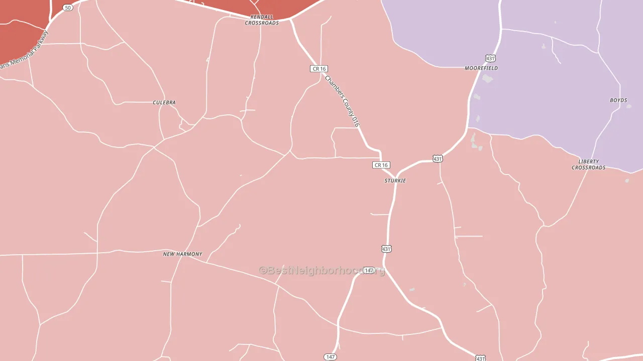 Sturkie, AL block-group political-lean map