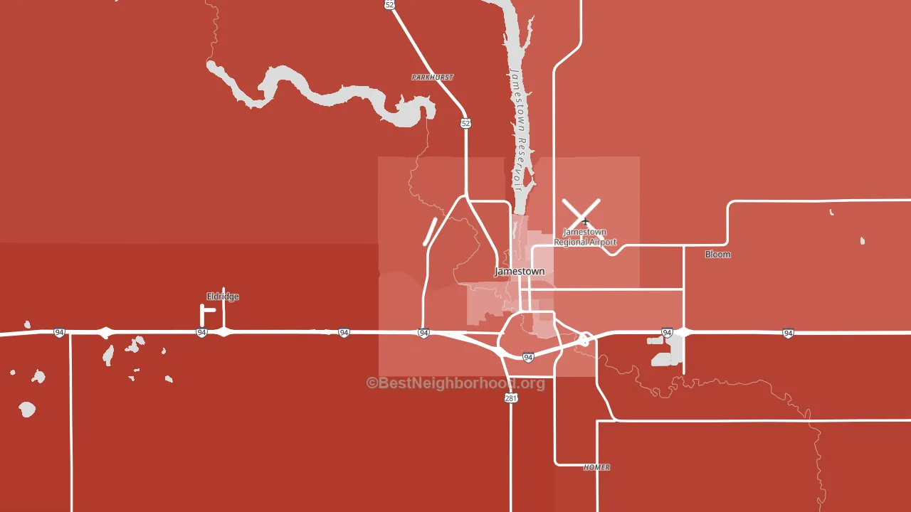 Stutsman County, ND block-group political-lean map