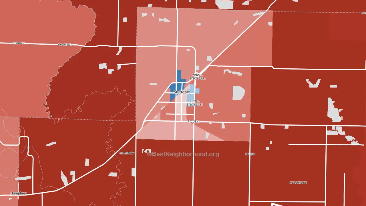 Stuttgart, AR block-group political-lean map