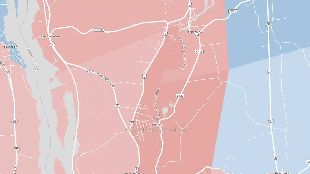 Stuyvesant Falls, NY block-group political-lean map