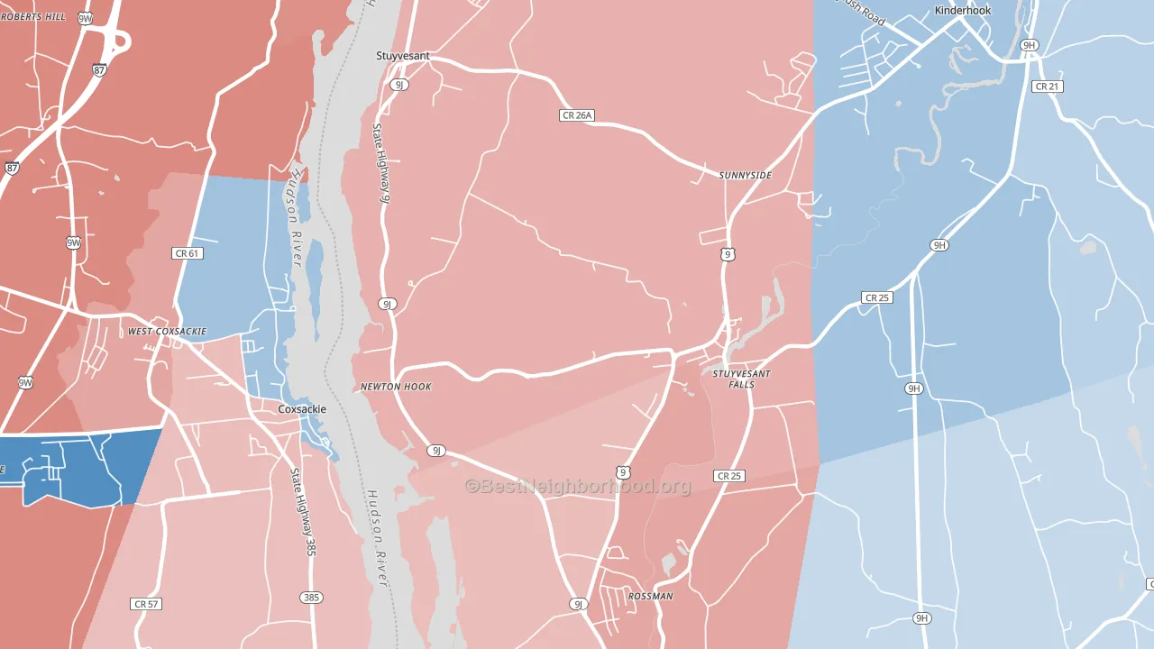 Stuyvesant, NY block-group political-lean map