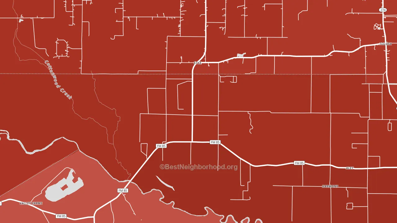 Styx, TX block-group political-lean map