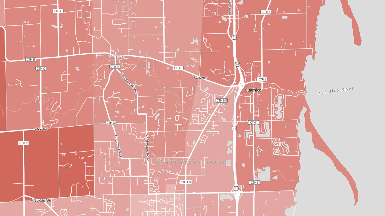 Suamico, WI block-group political-lean map