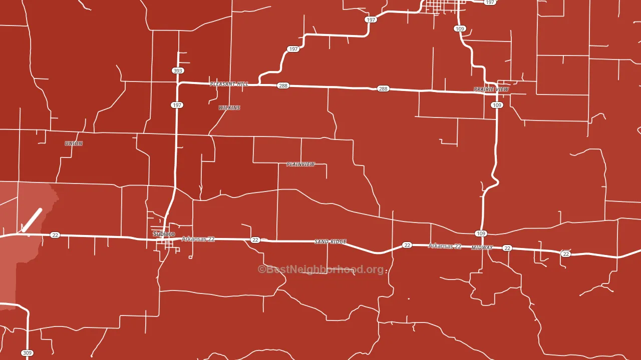 Subiaco, AR block-group political-lean map