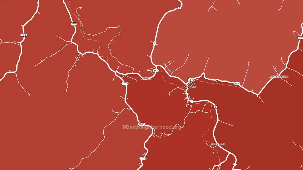 Sublett, KY block-group political-lean map