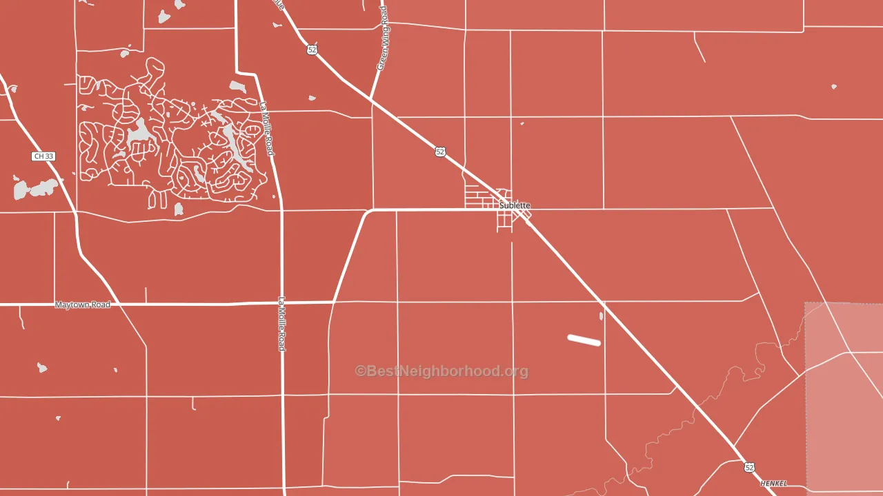 Sublette, IL block-group political-lean map