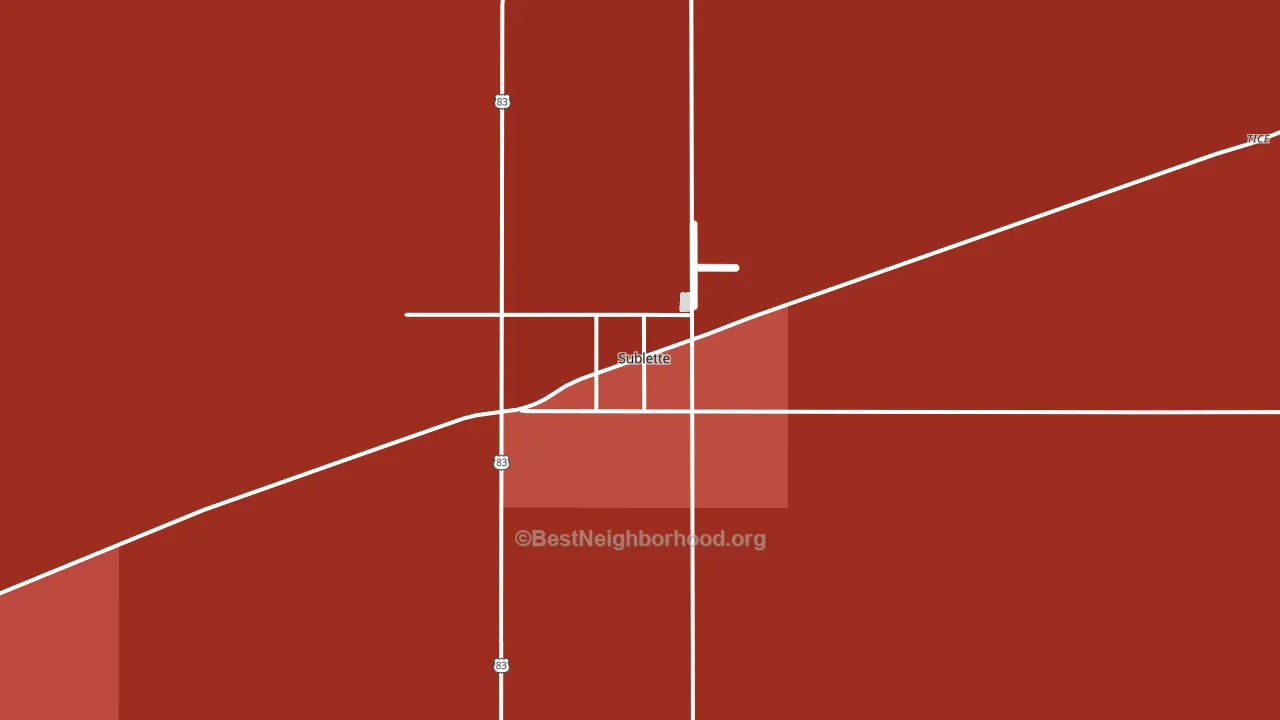 Sublette, KS block-group political-lean map