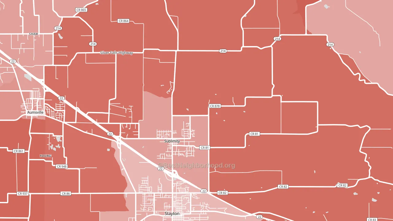 Sublimity, OR block-group political-lean map