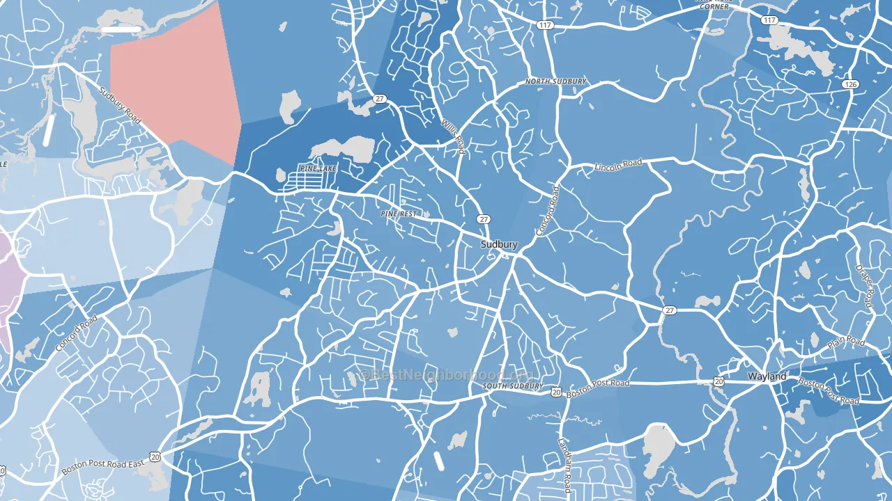 Sudbury, MA block-group political-lean map