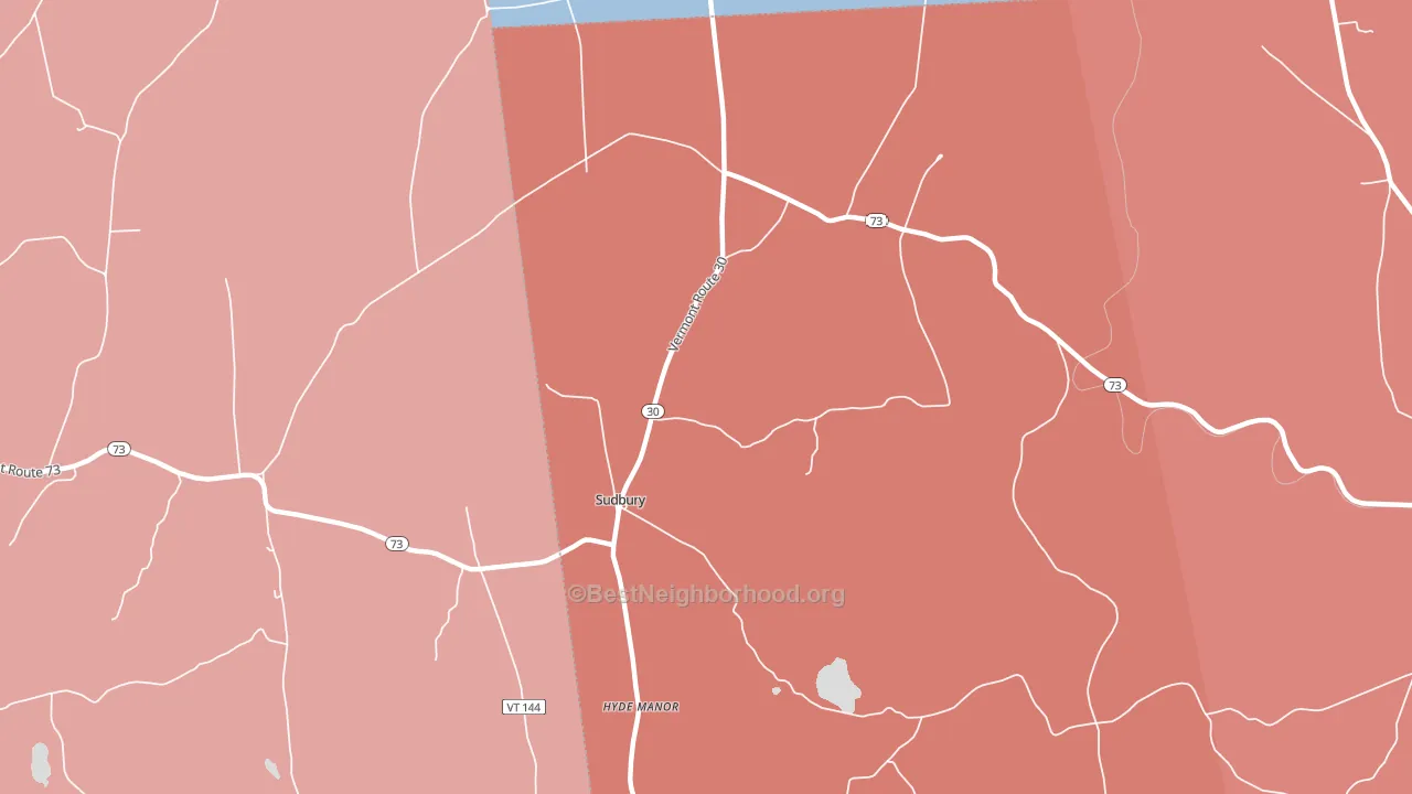 Sudbury, VT block-group political-lean map
