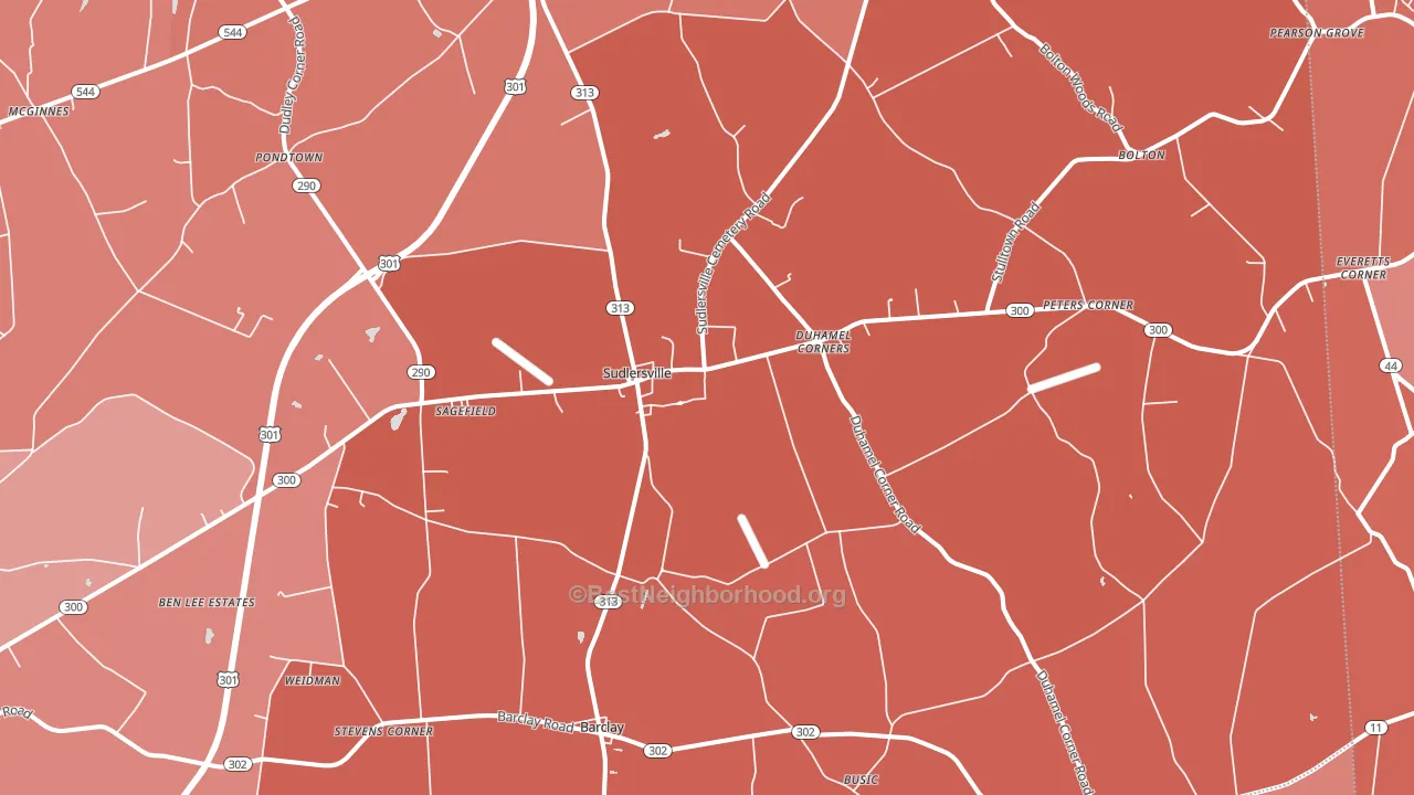 Sudlersville, MD block-group political-lean map