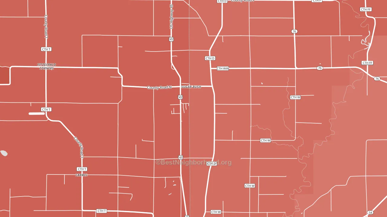 Sugar Bush, WI block-group political-lean map
