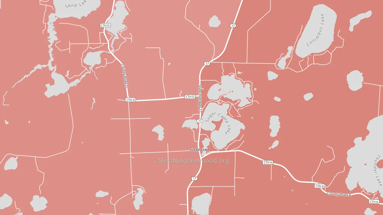 Sugar Camp, WI block-group political-lean map