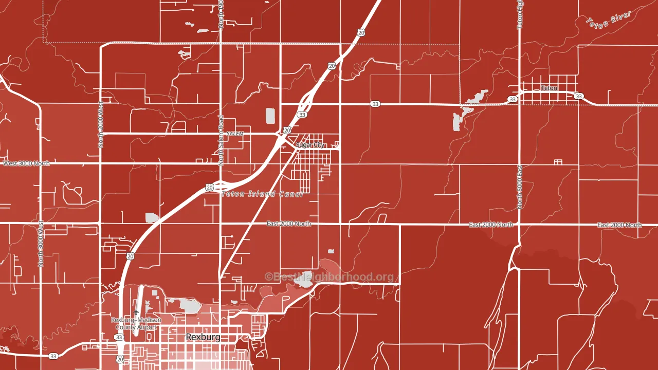 Sugar City, ID block-group political-lean map