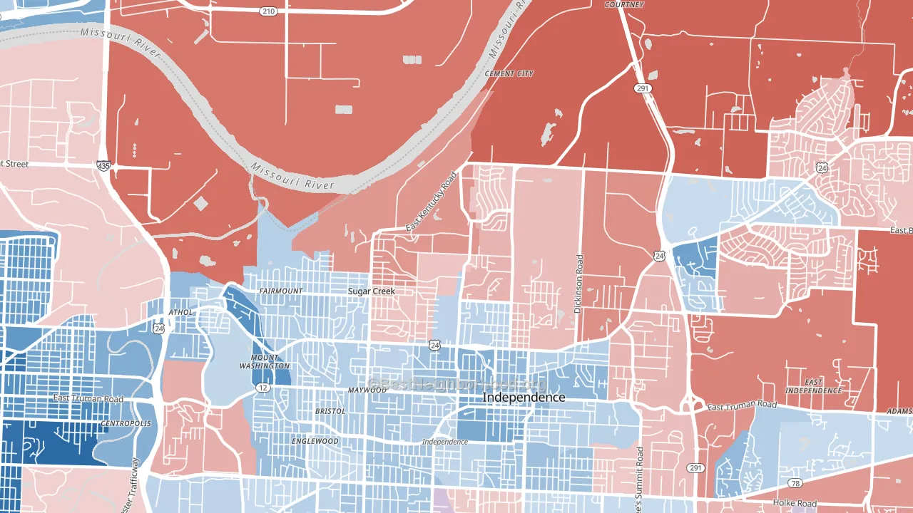 Sugar Creek, MO block-group political-lean map