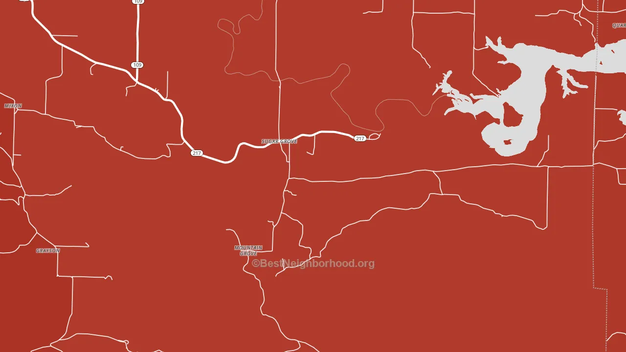 Sugar Grove, AR block-group political-lean map