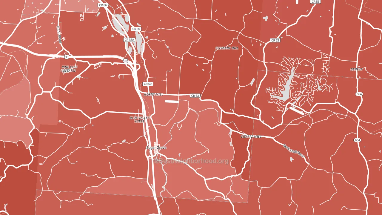 Sugar Grove, OH block-group political-lean map