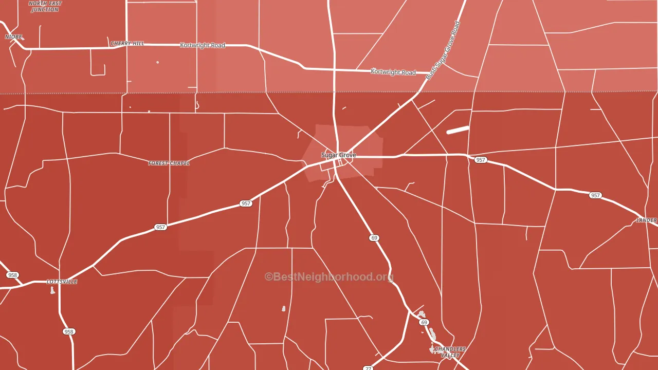 Sugar Grove, PA block-group political-lean map