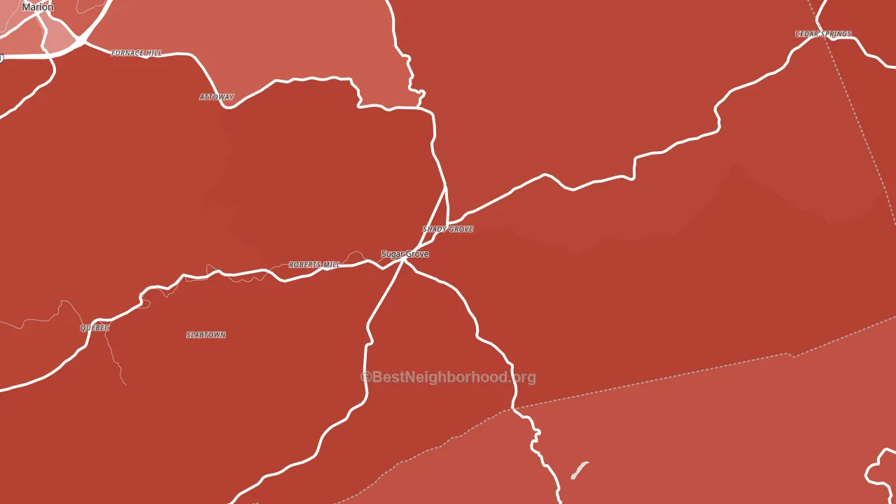 Sugar Grove, VA block-group political-lean map