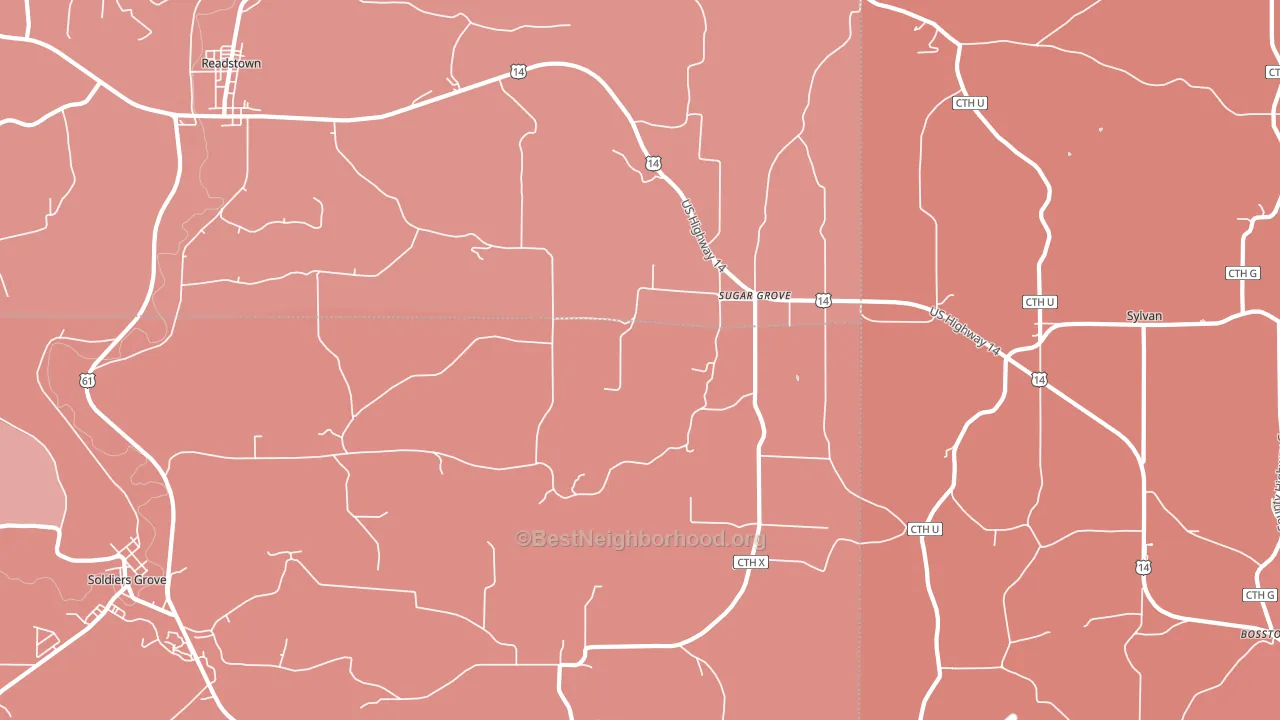 Sugar Grove, WI block-group political-lean map