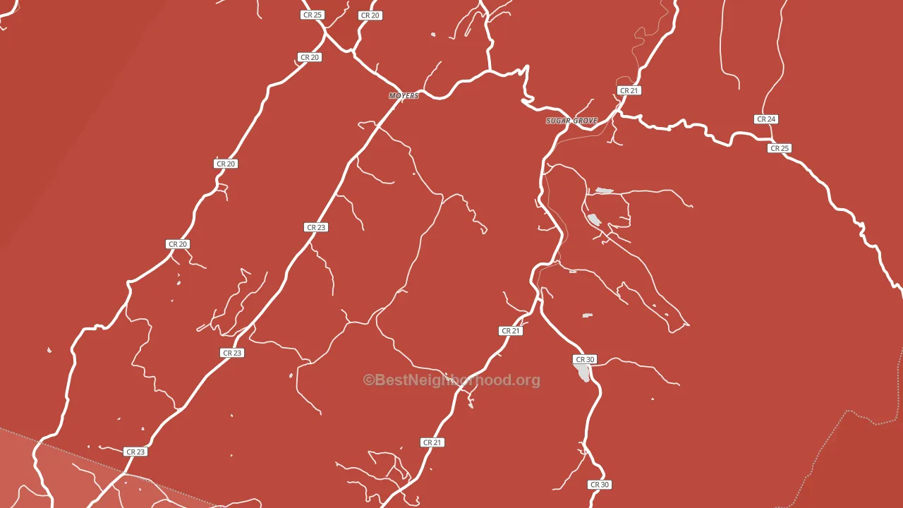 Sugar Grove, WV block-group political-lean map